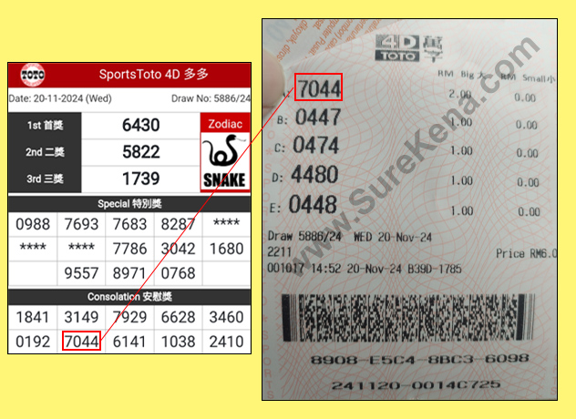 Toto 4D Result - 20 November 2024